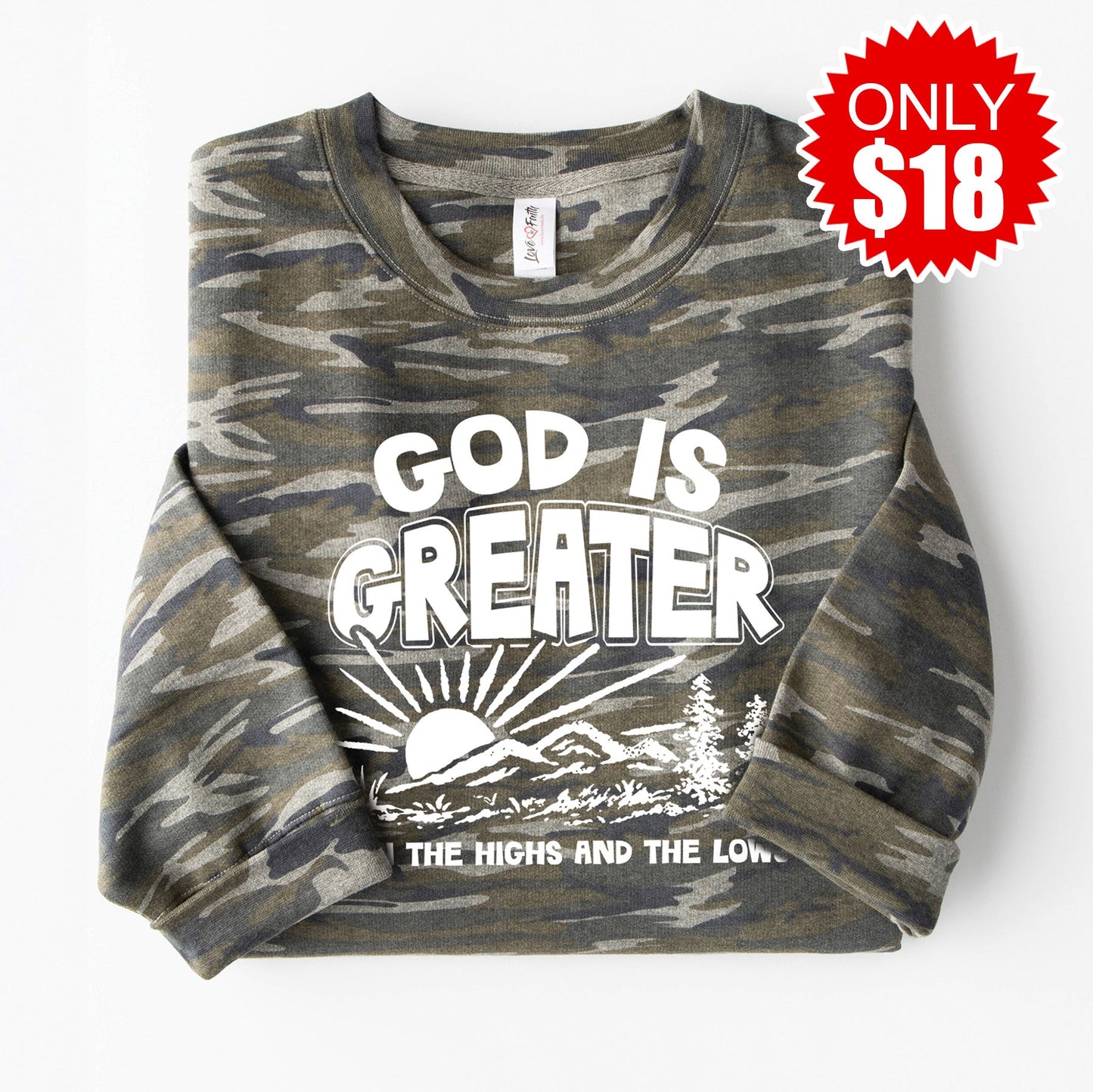 Highs and Lows Crewneck Sweatshirt - Vintage Camo