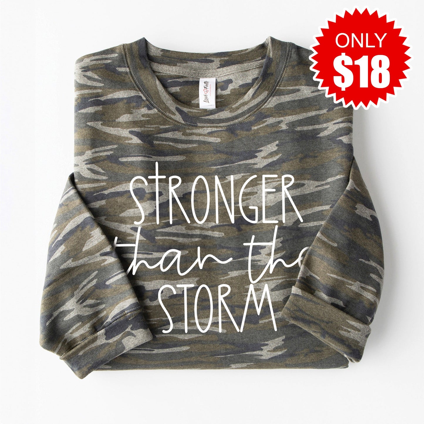 Stronger than the Storm Sweatshirt - Vintage Camo - 18 Style001