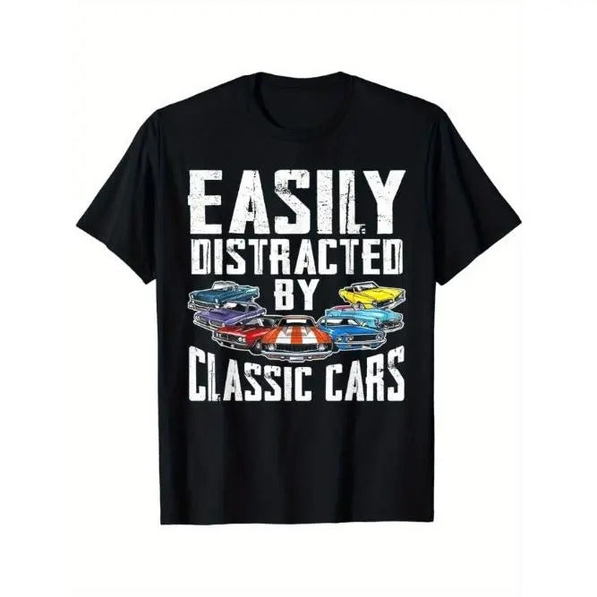 Vintage Car Enthusiast Graphic T-shirt - Men's Casual Short Sleeve Tee for Classic Auto Fans
