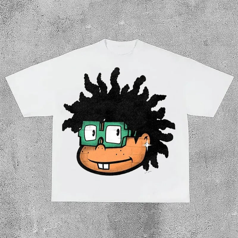 Vintage Cartoon Avatar Print Graphic Cotton T-Shirt Hoodie, Sweatshirt | HypeCrazeTee.com