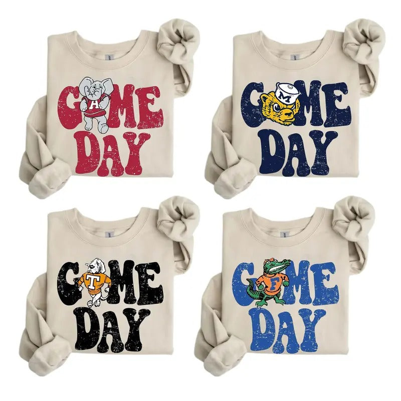 Vintage College Game Day All Teams NCAA Unisex Sweatshirt, All Teams NCAA Sweatshirt, Game Day Sweatshirt. Crewneck...