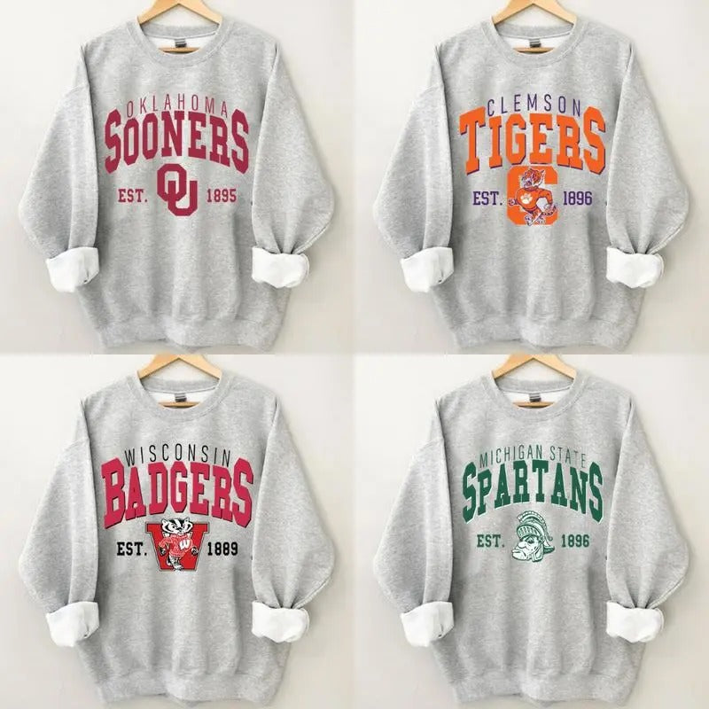 Vintage College NCAA Sweatshirt, Vintage All Teams NCAA Sweatshirt, Vintage Crewnecks Graphic Tees, Sport Graphic Unisex...