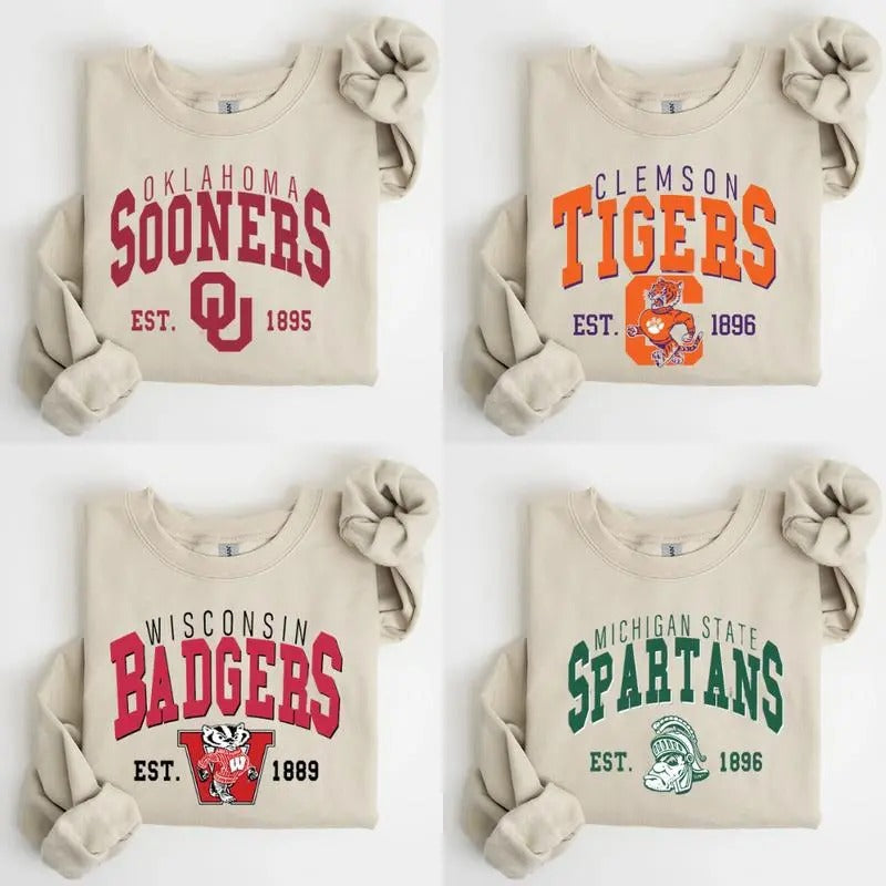Vintage College NCAA Sweatshirt, Vintage All Teams NCAA Sweatshirt, Vintage Crewnecks Graphic Tees, Sport Graphic Unisex...