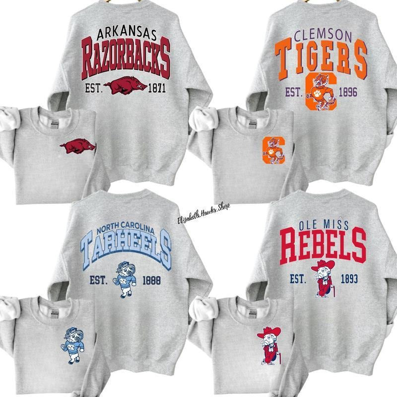 Vintage College Team Colection Sport Grey Crewneck Sweatshirt 2 Side, Vintage Football Team NCAA Sweatshirt, Gift For Fan...
