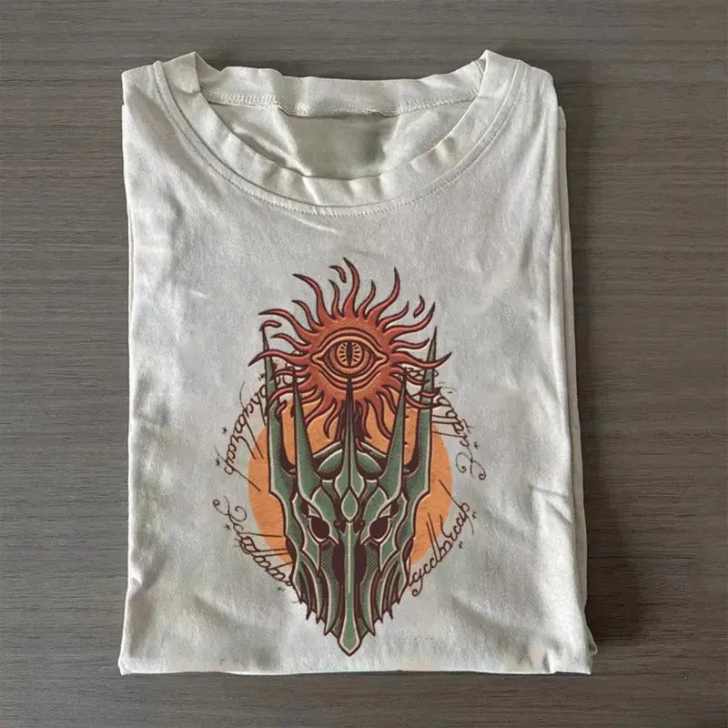 Vintage Dark Lord Sauron Graphic Tee - The Lord of The Rings Movies Shirt - LOTR Shirt - The Hobbits - Fantasy Rings for Men