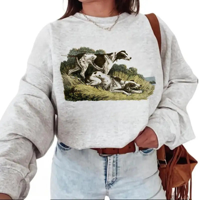 Vintage Dog Funny Sweatshirt T-shirt, Hunting Season Funny Hoodie, Unisex Nature Animal Lover Cotton Womenswear Day...