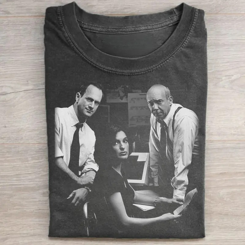 Vintage Elliot Stabler, Olivia Benson And Dann Florek Graphic Tee - Elliot and Olivia Shirt - Law and Order SVU Movie...