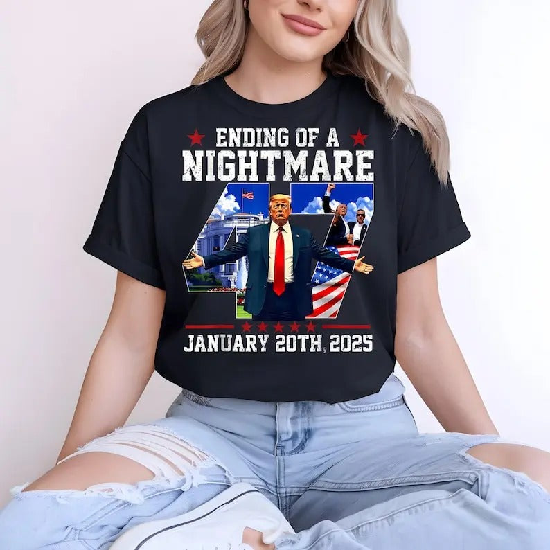 Vintage Ending of a Nightmare T-shirt - Trump Won Inauguration Day 2025 T-shirt - 47th President Donald Trump T-shirt