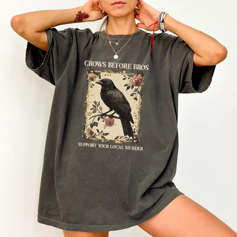Vintage Feminist 90s Raven Comfort Colors Shirt, Vintage Raven Graphic Tee, Crow Lovers Unhinged Tees, Gothic Crows...