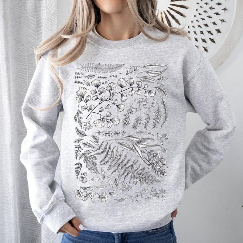 Vintage Fern Illustration, Botanical, Nature Sweatshirt T-Shirts, Hoodie | HypeCrazeTee.com