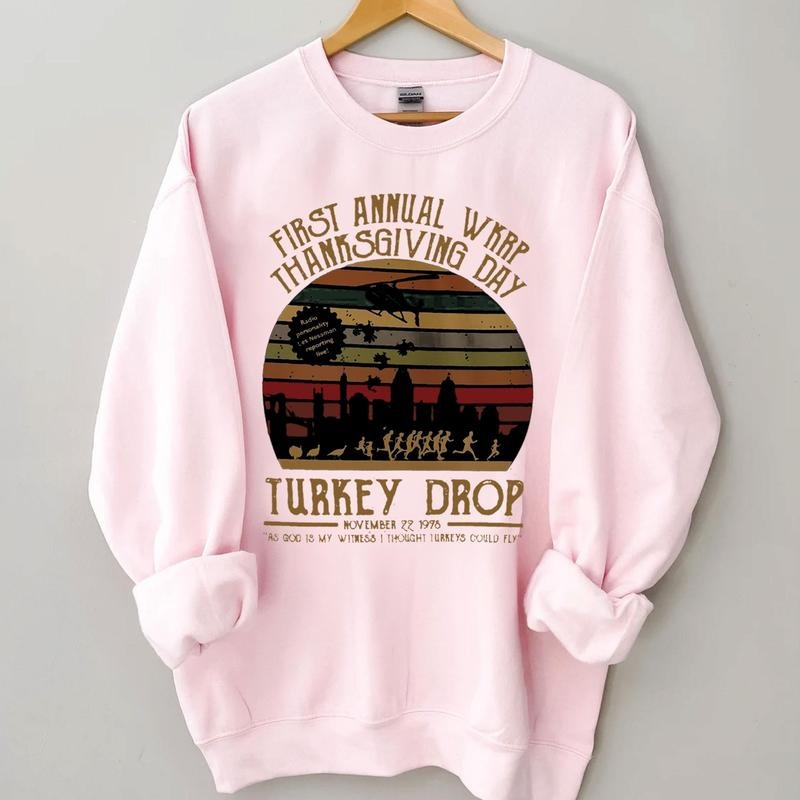 Vintage First Annual WKRP Thanksgiving Day Turkey Drop Sweatshirt Thanksgiving Day T-Shirt Hoodie | HypeCrazeTee.com