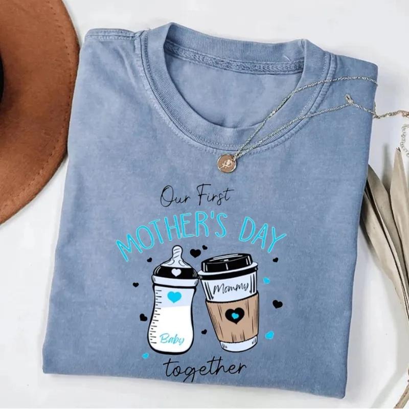 Vintage First 2025 Our First Shirt New Mommy Matching Mom Girl Baby Shirt Mom Boy Baby T-Shirts, Hoodie, Sweatshirt