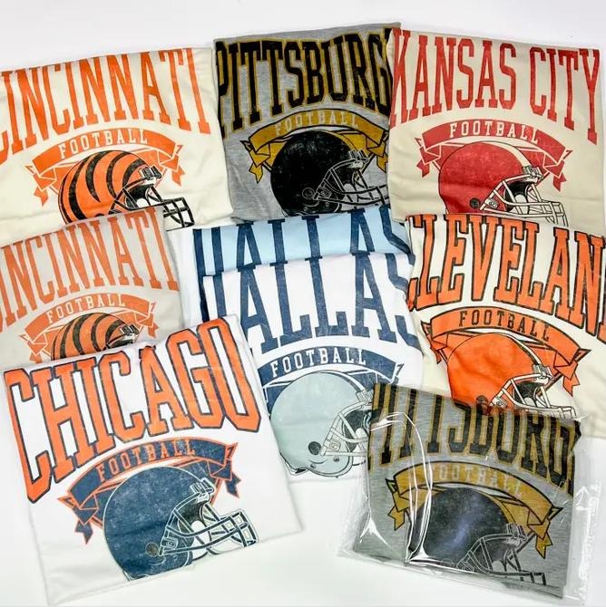 Vintage Football T-shirt Hometown Teams Tee Football Retro Tshirt Football Thowback Tee Buffalo Football Tshirt Kansas...