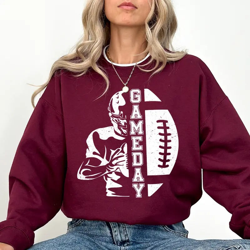 Vintage Game Day Football Sweatshirt, Retro Football Crewneck for Girls, Fall Sports Unisex Sweatshirt, Game Day Sweater...