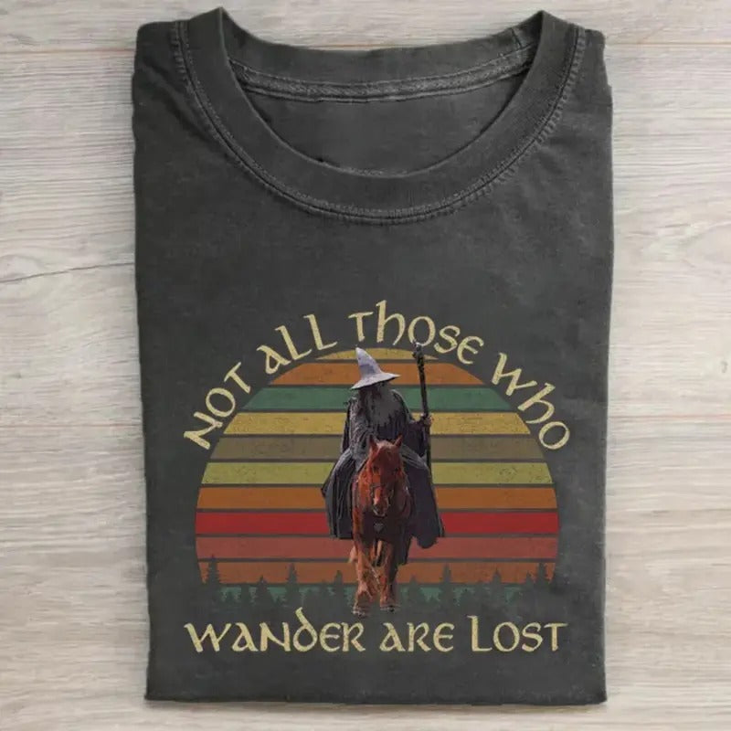 Vintage Gandalf Graphic Tee - Not All Those Who Wander Are Lost - The Lord of The Rings Movie Shirt - JRR Tolkien -...