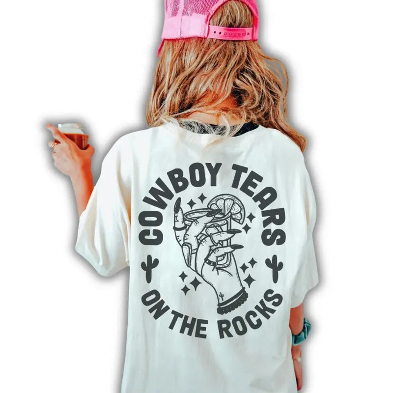 Vintage Graphic Cowboys T Shirt, Trendy Country Concert Tee, Tequila Shot Western Shirt, Cute Cowboy Tears Shirt Vintage...