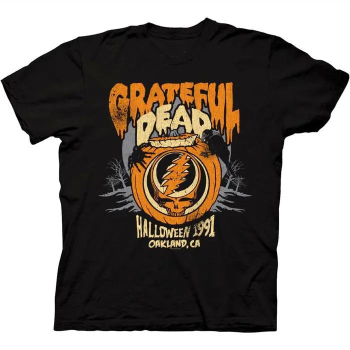 Vintage Grateful Dead Halloween 1991 Oakland California Pumpkin Stealie T-Shirt, Unisex Top Casual Menswear Streetwear...