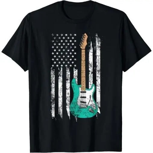 Vintage Guitar - American US Flag T-Shirt Made in USA Hoodie, Sweatshirt | HypeCrazeTee.com