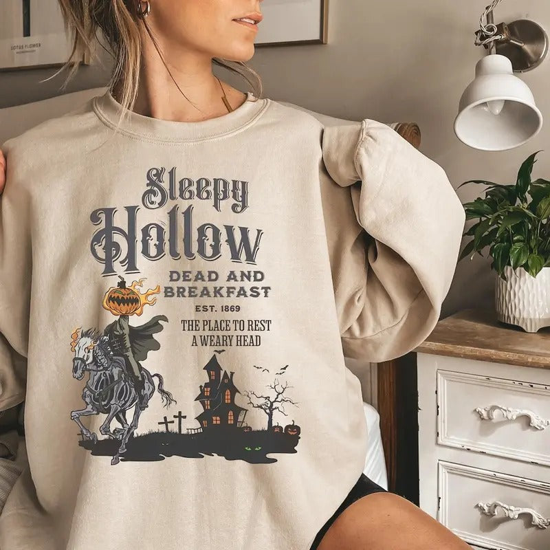 Vintage Halloween Scary Sweatshirt Sleepy Hollow Sweatshirt Headless Horseman Sweatshirt Halloween Horror Sweatshirt...