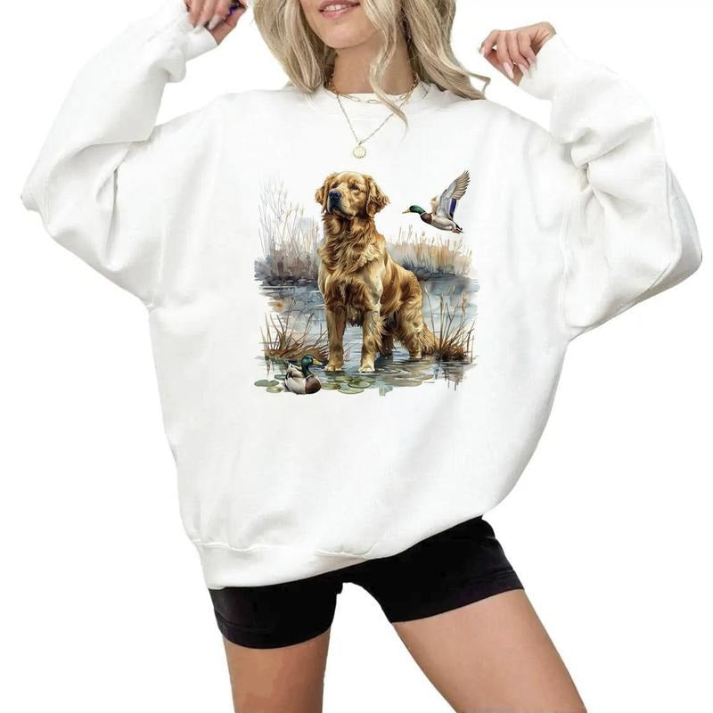 Vintage Hunting Dog Lake Wetland Duck 4th July Retro National Hunting Day Cotton T-Shirts, Hoodie, Sweatshirt