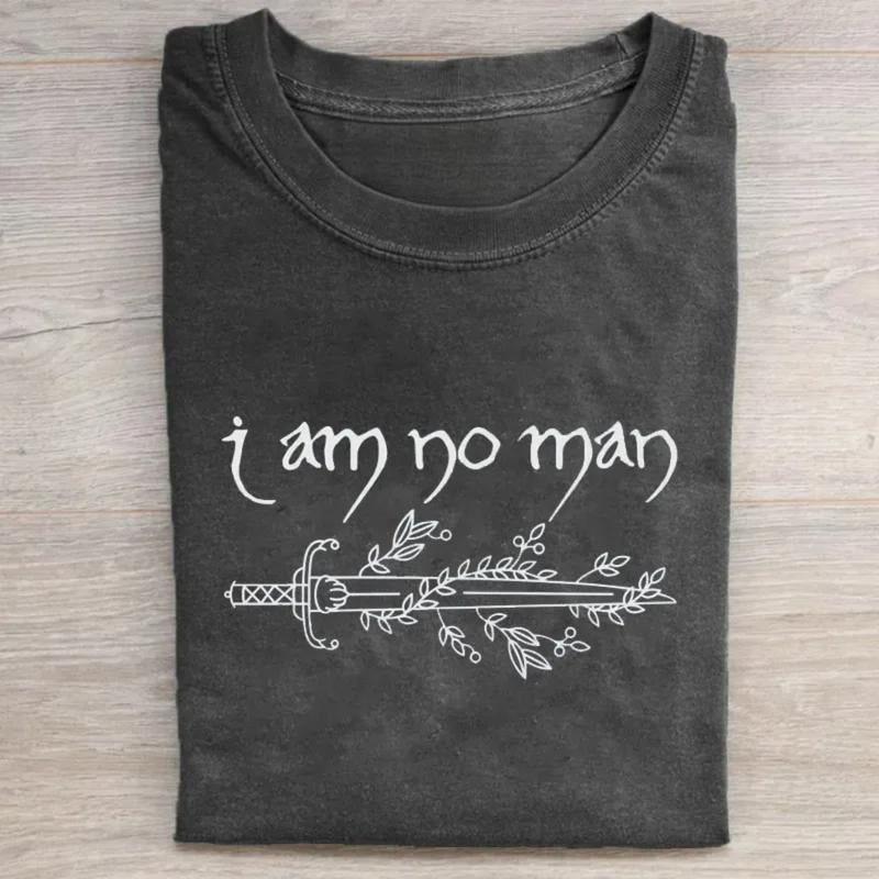 Vintage I am No Man Graphic Tee - Lord of The Rings Movie Shirt - Middle Earth - JRR Tolkien - Fantasy Ring - The Hobbits