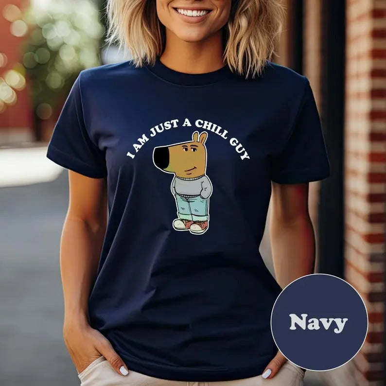 Vintage I'm Just A Chill Guy Tshirt, TikTok Meme Shirt,Chill Guy Trendy Meme Gift,Funny Viral Dog Cartoon Sweater,Funny...