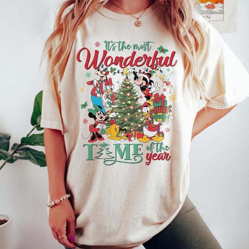 Vintage It's The Most Wonderful Time of The Year Magic Kingdom Christmas Shirt Cartoon Mouse & Friends WDW Christmas...