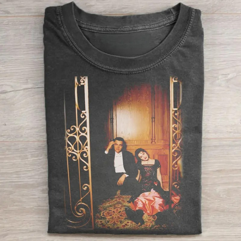 Vintage Jack Dawson and Rose Dewitt Bukater Graphic Tee - Titanic Movie Shirt - Iconic Movie Scene Shirt - Romantic Movie...