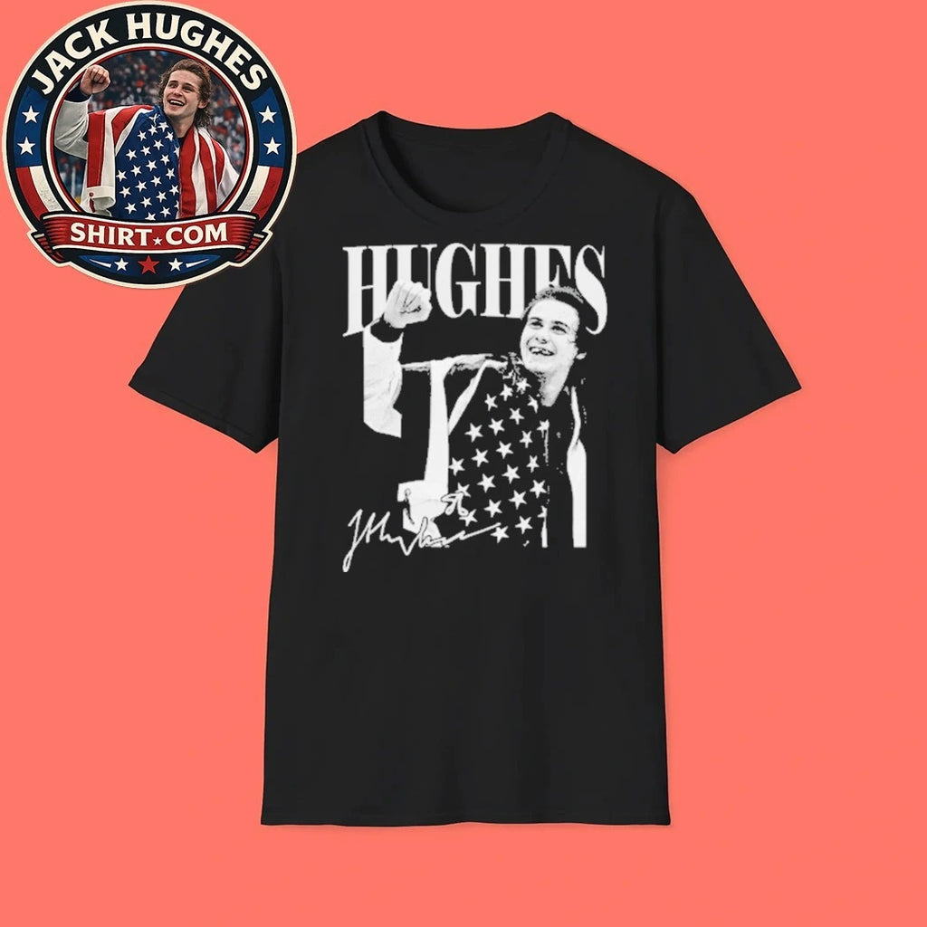 Vintage Jack Hughes Golden Goal – USA Hockey Retro Signature Tee Shirt