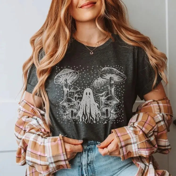 Vintage Look Mushroom Ghost Town Bella Canvas T shirt Mushroom Shirt Ghost Gift Mushroom Gift Hoodie, Sweatshirt
