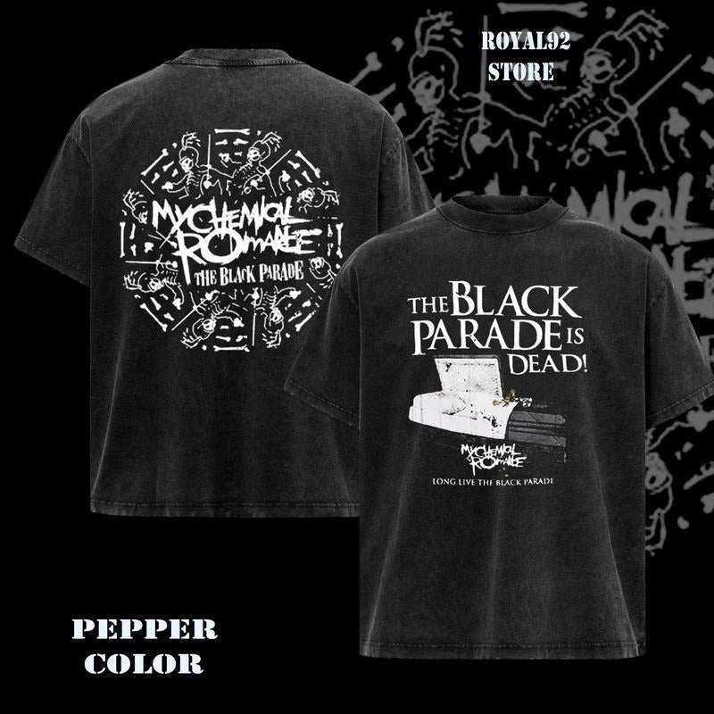Vintage My Chemical Romance The Black Parade Is Dead Adult Black Short Sleeve T Shirt Emo Rock Graphic Tees Hoodie,...