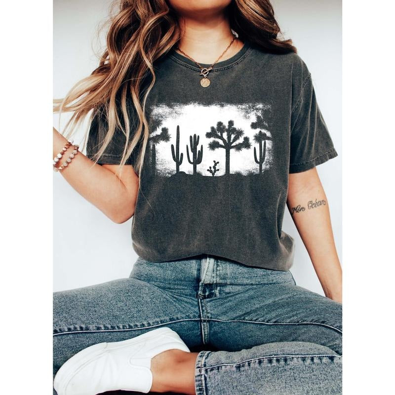 Vintage Nature Desert Silhouette Comfort Colors Tshirt Hoodie, Sweatshirt | HypeCrazeTee.com