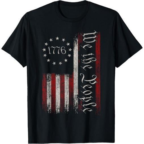 Vintage Old American Flag Patriotic 1776 We The People USA T-Shirt Made in USA Hoodie, Sweatshirt | HypeCrazeTee.com