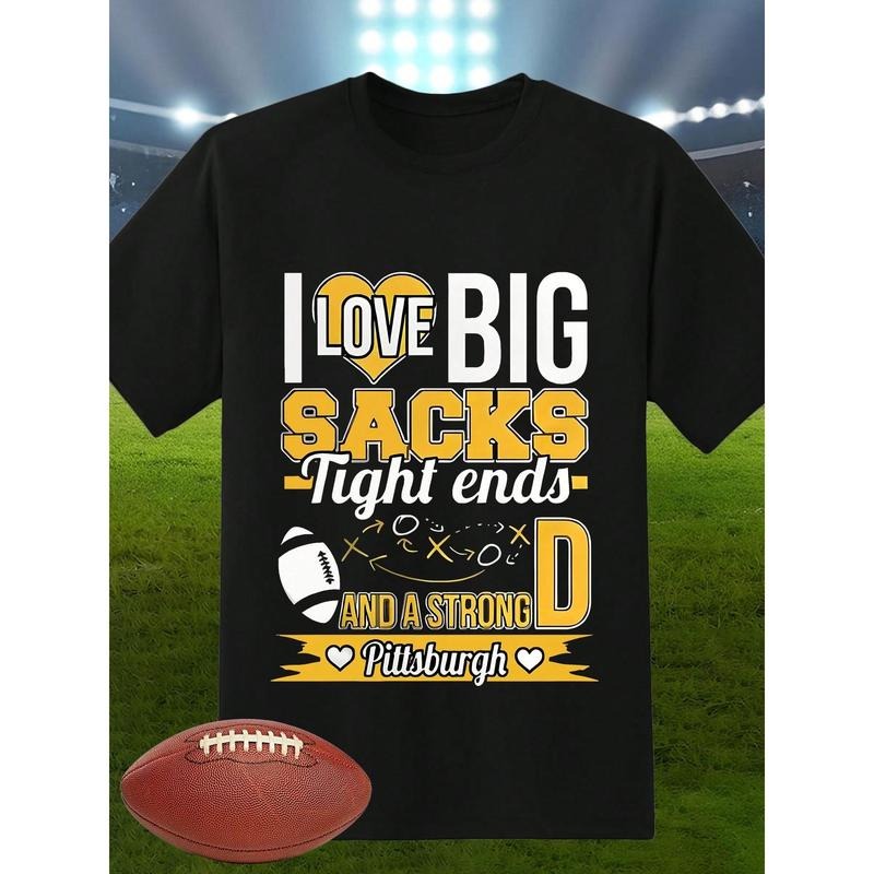 Vintage Pittsburgh Football Graphic Print T-Shirt, Casual Short Sleeve Crew Neck T-Shirt. Hoodie, Sweatshirt