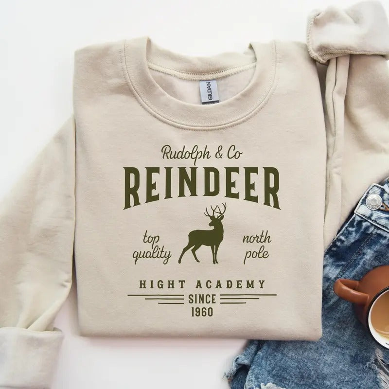 Vintage Rudolph Sweatshirt, Gift For New Year, Christmas Reindeer T-shirts, Retro Xmas Sweatshirt, Vintage Rudolph...