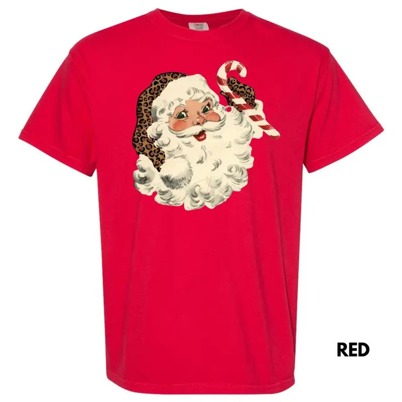 Vintage Santa Leopard Print Comfort Colors T-Shirts, Hoodie, Sweatshirt