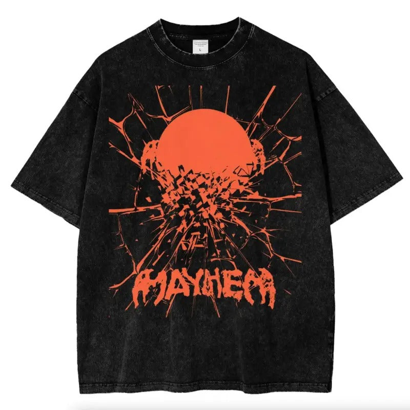 Vintage Shattered Mirror MAYHEM Washed T-Shirt, Retro 90's Bootleg Tee, Movie Washed Shirt Hoodie, Sweatshirt