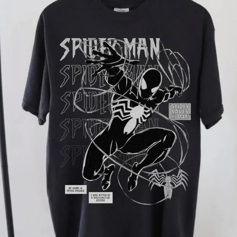 Vintage Spidermann T-Shirt, Retro Graphic T-Shirt Menswear Round Neck Shortsleeve Bestie Hoodie, Sweatshirt