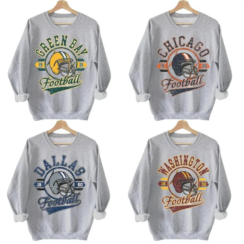 Vintage Sport Grey Football Sweatshirt - Classic Style for All Team Fans T-Shirts, Hoodie | HypeCrazeTee.com
