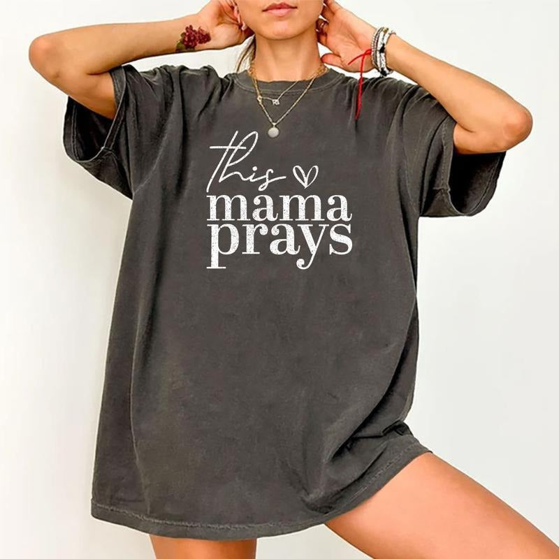 Vintage This Mama Prays T-shirt - Christian Mom Graphic Tee Comfort Colors, Trendy T-Shirt For Men And Women, Mother's...