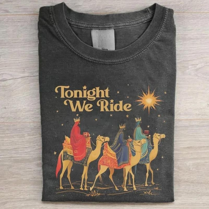 Vintage Three Wise Men Christmas Shirt, Tonight We Ride Nativity Tee, Christian Christmas Scene Shirt, Gift for Unisex,...