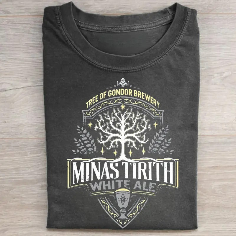 Vintage Tree Of Gondor Brewery Graphic Tee - Minas Tirith White Ale Shirt - The Lord of The Rings Movie Shirt - Iconic...