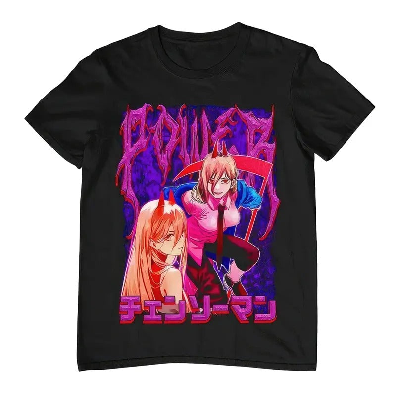 Vintage Unisex Power Chainsaw Man Anime Homage T-shirt Hoodie, Sweatshirt | HypeCrazeTee.com