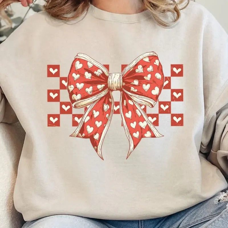 Vintage Valentine Unisex NuBlend Crew Sweatshirt Valentine Bows T-Shirts, Hoodie | HypeCrazeTee.com