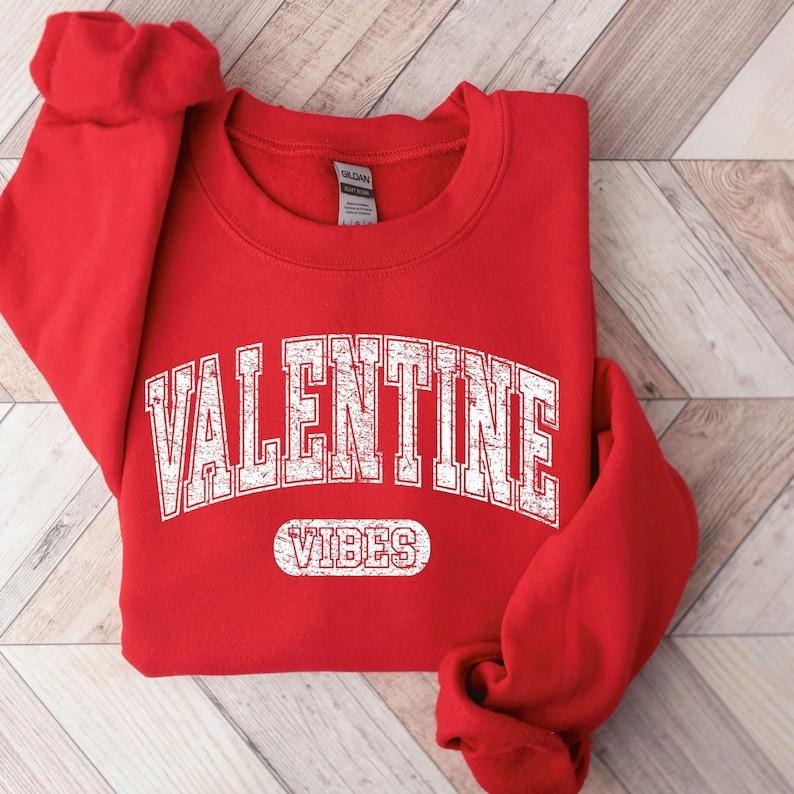 Vintage Valentine Vibe Sweater - Valentine's Day  Hoodie and Sweater; T-shirt Cotton Menswear Sweatshirt | HypeCrazeTee.com