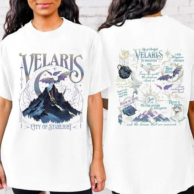 Vintage Velaris Kingdom Shirt,  City Of Starlight 2 Side Sweatshirt, Fantasy Reading Book Shirt, Velaris Dragon Shirt,...