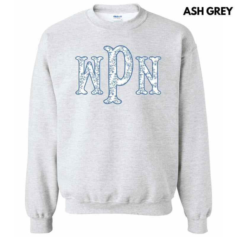 Vintage Vines Blue Monogram Sweatshirt 'NLB' T-Shirts, Hoodie | HypeCrazeTee.com