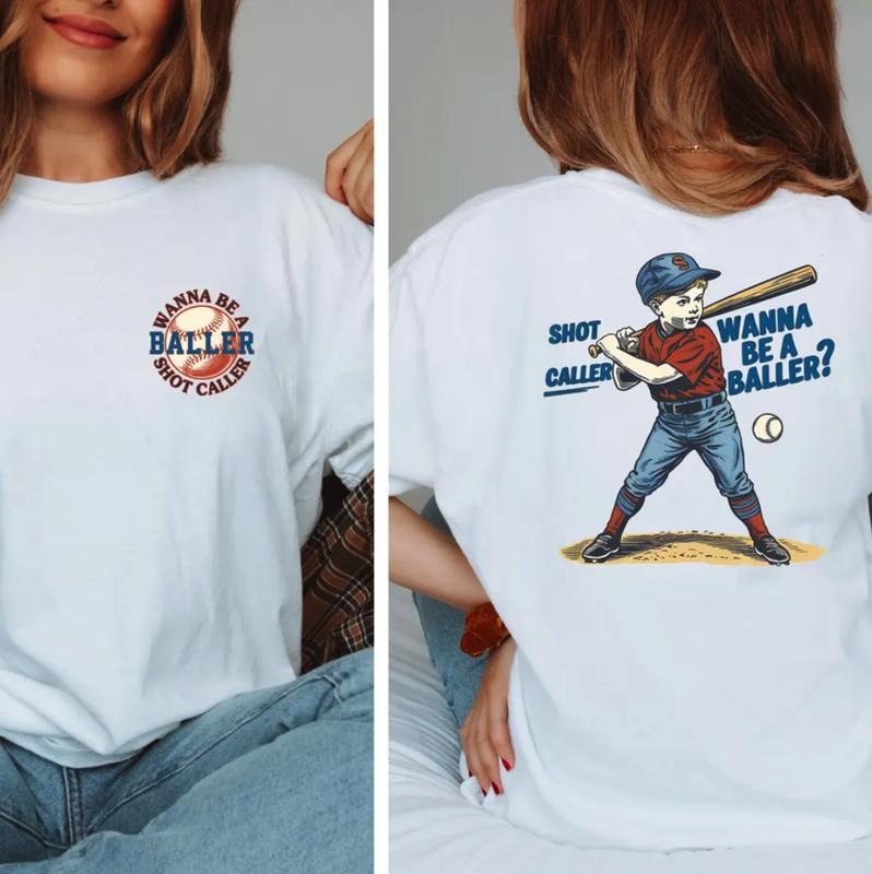 Vintage Wanna Be A Baller Baseball Shirt, Shot Caller Baseball TShirt, Retro Baseball  Tee, Game Day Shirt Top Womenswear...