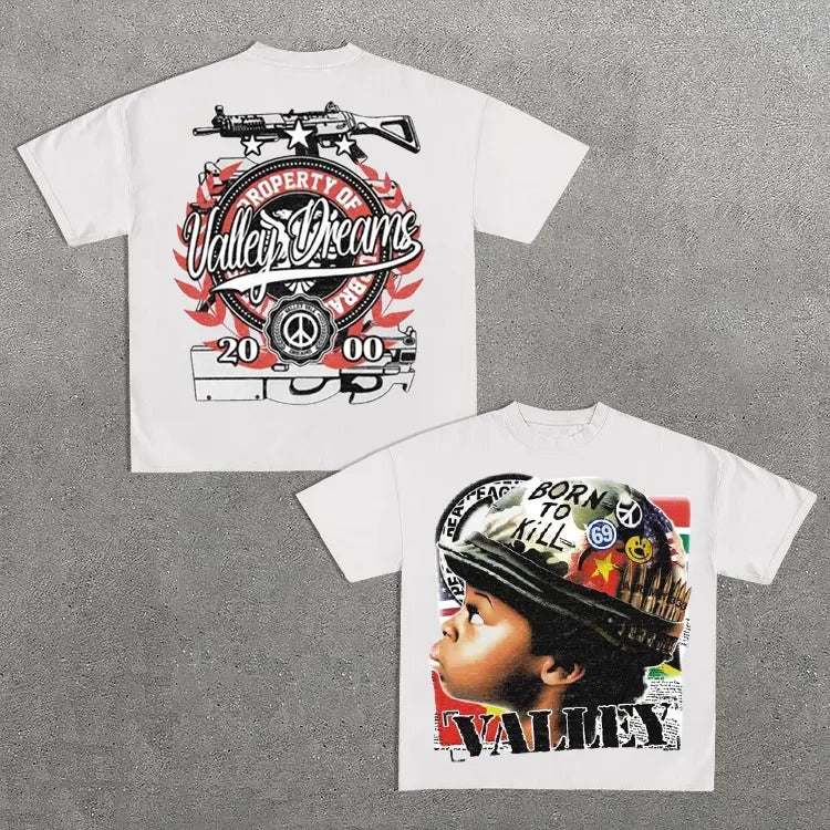 Vintage Warzone 69 Valley Dreams Peace Graphic   Cotton T-Shirt Cropped Tees Hoodie, Sweatshirt | HypeCrazeTee.com