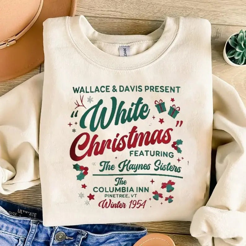 Vintage White Christmas Movie SweatshirtWhite Christmas Movie Crewneck Sweatshirt, Christmas Holiday Sweatshirt, White...